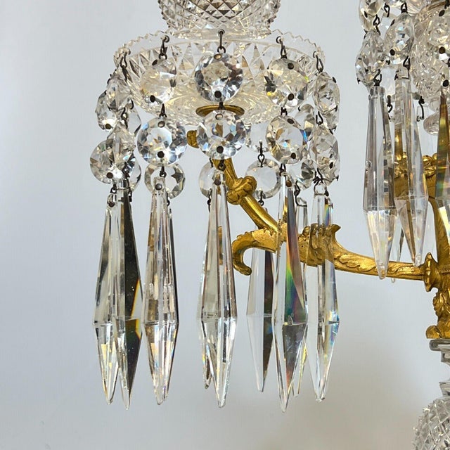 Early 19th Century A Pair of English Regency Ormolu and Cut Glass Candelabra, Attributed to John Blades, Circa 1820 For Sale - Image 5 of 12