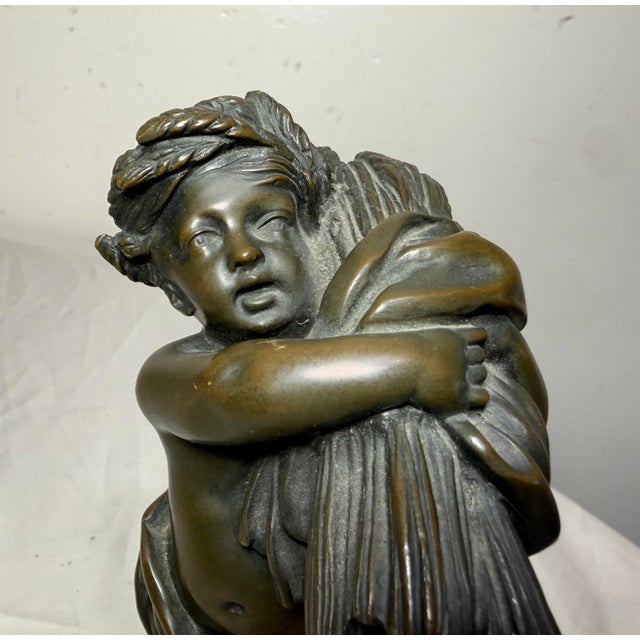Antique 1800s Claude Michel Clodion Putti Cherub Bronze Statue Realism Sculpture For Sale - Image 11 of 13