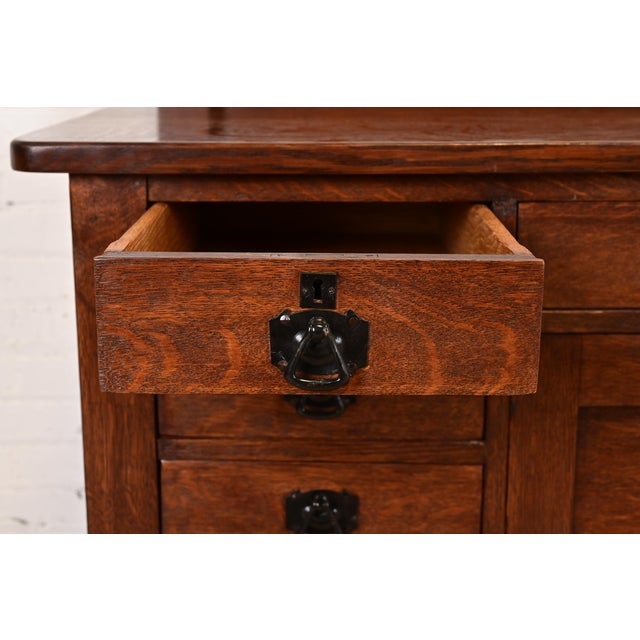 Wood Limbert Antique Mission Oak Arts & Crafts Sideboard Buffet, Newly Refinished For Sale - Image 7 of 15