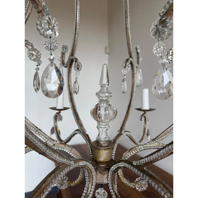 Italian Italian Crystal Beaded Chandelier, Mid-20th Century For Sale - Image 3 of 13