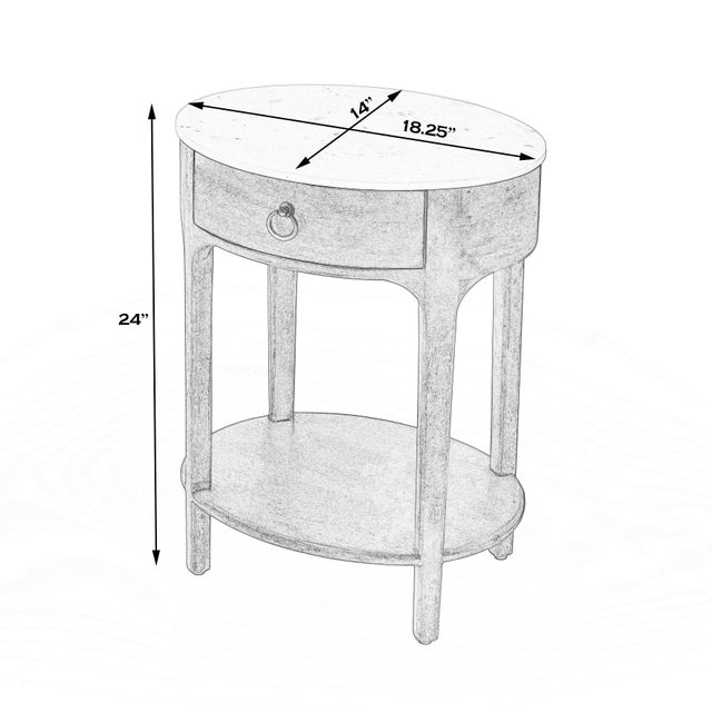 Spritely Home Accent Furniture Ellen 18.25 in. W Oval Marble and Wood 1 Drawer Nightstand, Black For Sale - Image 4 of 11
