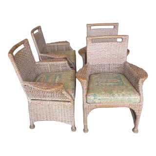 1990s McGuire Split Rattan Dining Chairs- Set of 4 For Sale