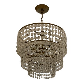 Restoration Hardware Soho Crystal Large Pendant in Antiqued Brass For Sale