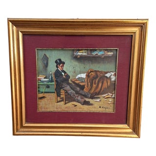 A. Pontiglione, The Poet, 1980s, Oil Painting, Framed For Sale