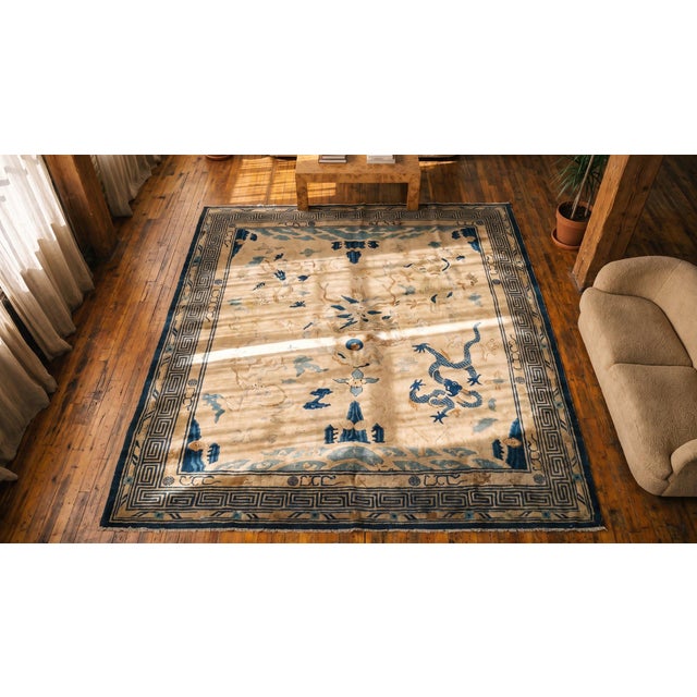 19th Century Chinese Peking Dragon Carpet ( 8'7" x 9'4" - 262 x 284 ) For Sale - Image 9 of 9
