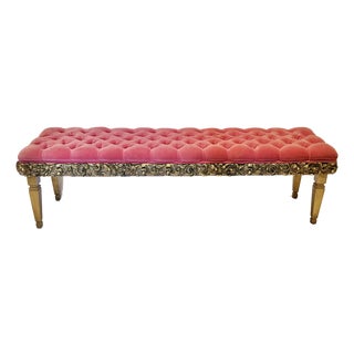 Vintage Hollywood Regency Style Dorothy Draper Archlace Design Tufted Bench For Sale