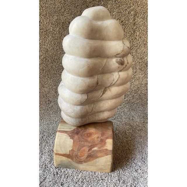 Abstract Alabaster Sculpture of the Rattle of a Rattlesnake For Sale - Image 3 of 7