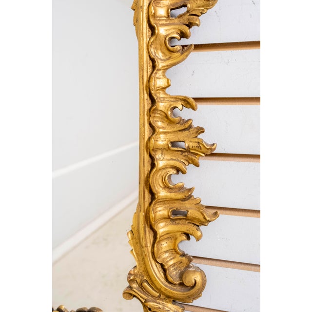 Italian Italian Ornate Gold Gilt Wood Decorator Mirror For Sale - Image 3 of 10
