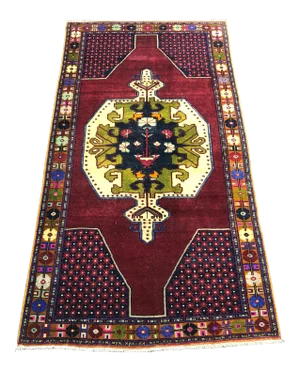 Vintage Turkish Anatolian Handmade Wine Red Wool Rug