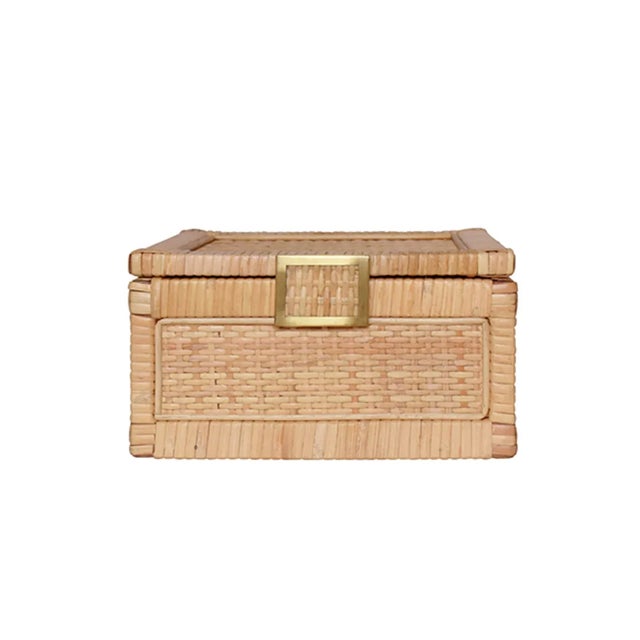 Tan Matthew Izzo Home - Bruno Rattan Decorative Box - Small For Sale - Image 8 of 8