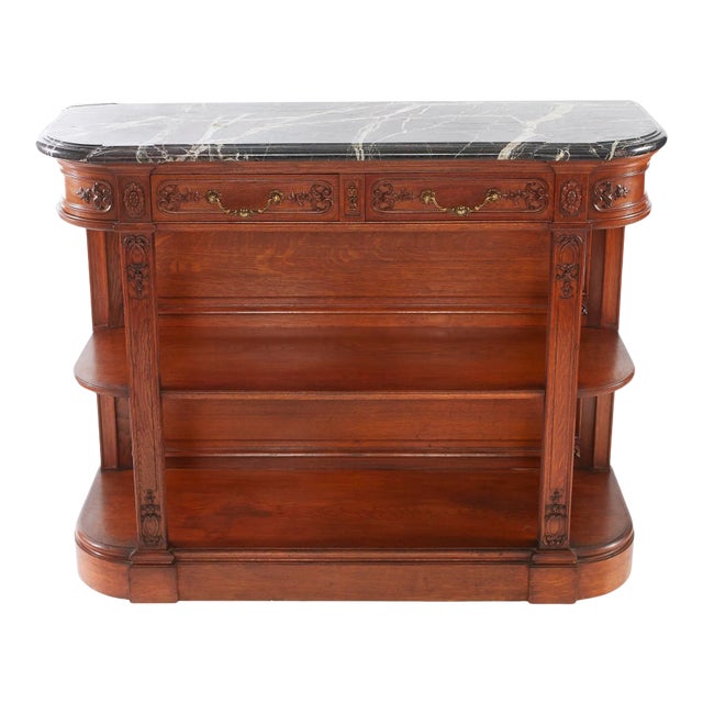 19th Century Louis XVI Style Marble-Top Walnut Buffet For Sale