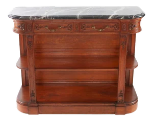19th Century Louis XVI Style Marble-Top Walnut Buffet