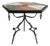 Mid-Century English Gothic Style Iron Side Table With Hexagonal Marble Inlay Top For Sale