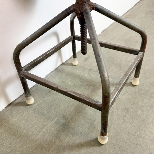 Industrial Iron Adjustable Swivel Stool, 1960s For Sale - Image 9 of 18