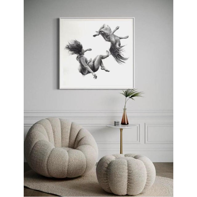 Vortex is a contemporary figurative charcoal and conté drawing on watercolour paper that explores motion, gravity, and the...