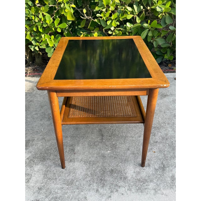 American of Martinsville Vintage American of Martinsville Mid-Century Walnut End Table With Cane Shelf, MCM For Sale - Image 4 of 12