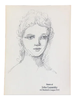 Vintage Original Female Portrait Sketch