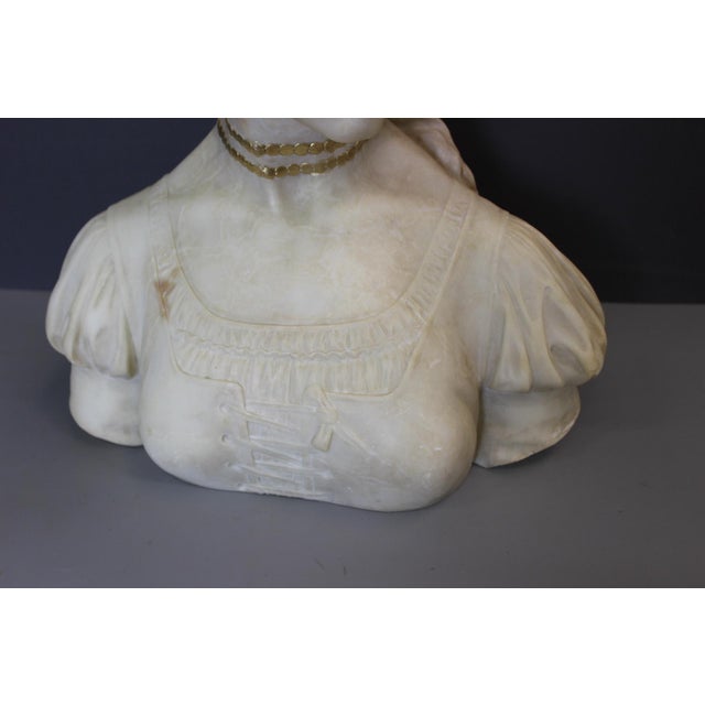 Gold Alabaster Bust of a Young Woman with a Golden Headdress, 1900 For Sale - Image 8 of 15