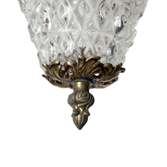 Vintage Hollywood Regency Cut Glass Pineapple Pendant Light For Sale - Image 4 of 4