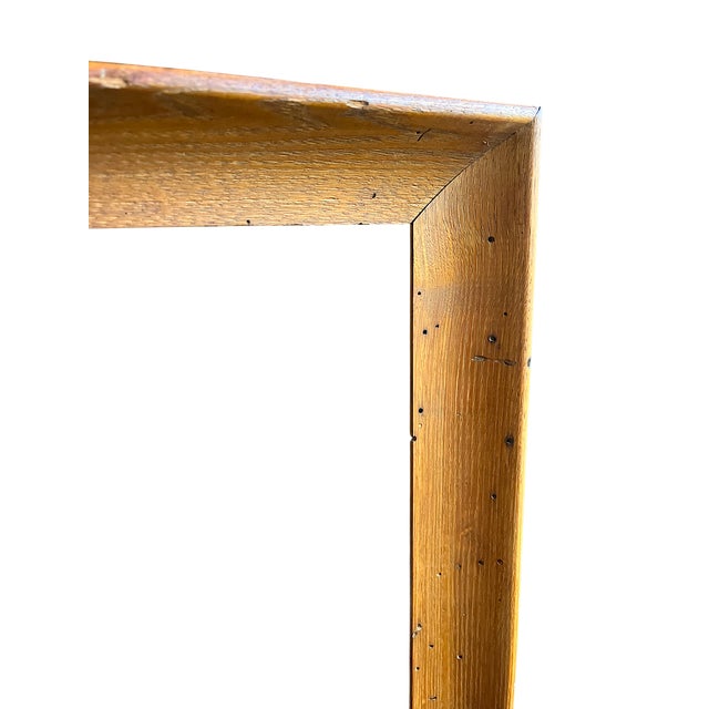 Early 20th Century Antique Early 20th Century Wormwood Oak Picture Frame With Original Finish for 18" X 24" Art For Sale - Image 5 of 10