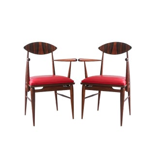Set of Vintage Portuguese Armchairs in Sucupira Wood, 1950s For Sale