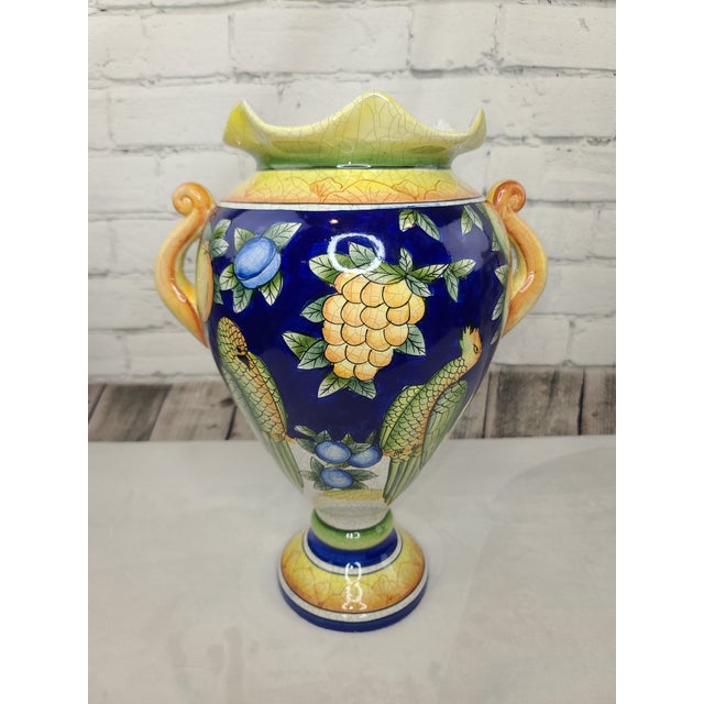Fitz & Floyd vintage 1980s exoticals collection Italian Mediterranean handled amphora vases. This pair of beautiful and...