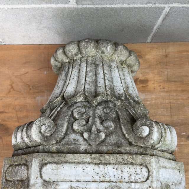 Gray Vintage Architectural Style Hand-Carved Stone Capital, 20th Century For Sale - Image 8 of 12