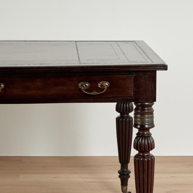 Early 19th Century Antique English William IV Leather Top Library Table or Desk For Sale - Image 5 of 13