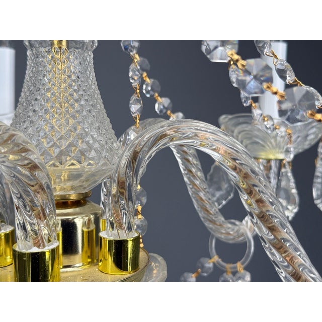 Glass 1960s Venetian Style, Large Chandeliers, Brass, Crystal - a Pair For Sale - Image 7 of 17