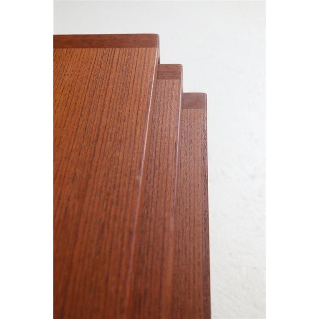 1970s Danish Modern Minimalist Model #253 Nesting Tables in Teak, 1960s, Set of 3 For Sale - Image 5 of 10