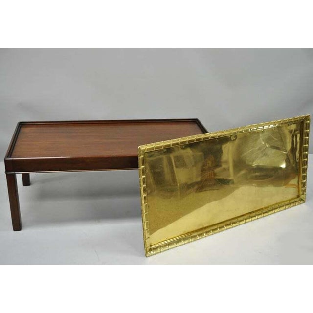 Campaign Style Mahogany And Brass Tray Top Coffee Table Chairish