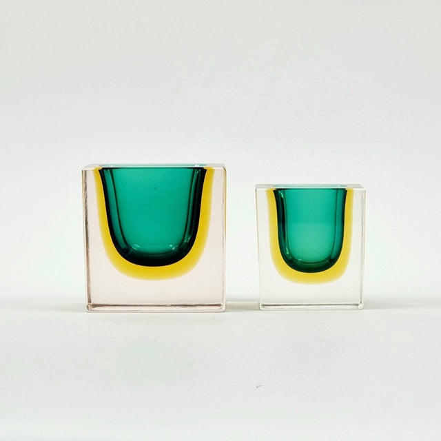 Green Mid-Century Modern Sommerso Murano Glass Ashtrays by Flavio Poli for Seguso Vetri Darte, Italy, 1970s, Set of 2 For Sale - Image 8 of 8