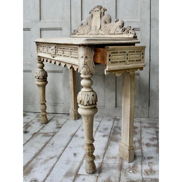 Antique Bleached Oak Green Man Hall Table, 1880s For Sale - Image 9 of 13