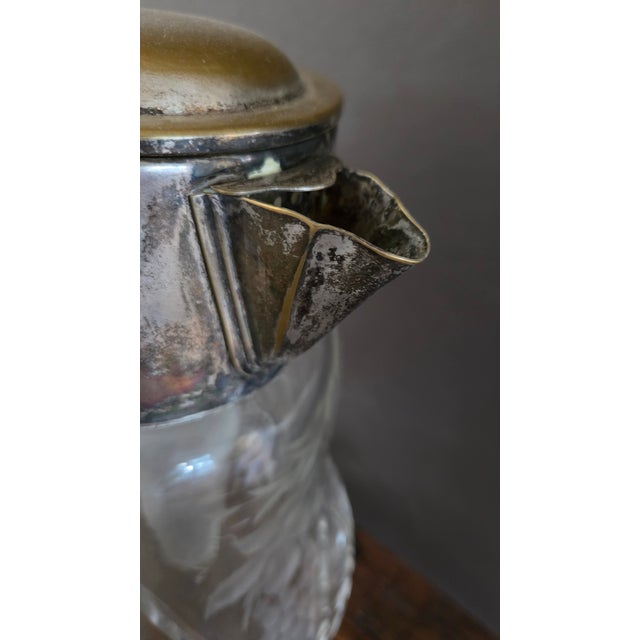 English Mid 20th Century Cut Crystal and Silverplate Ice-Tube Beverage Pitcher For Sale - Image 3 of 18