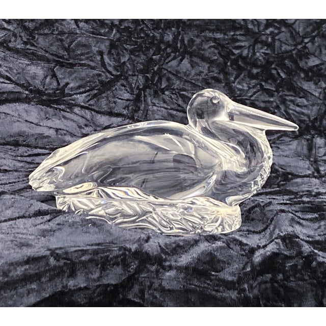 Glass Vintage Baccarat Crystal French Nesting Stork Figurine For Sale - Image 7 of 13