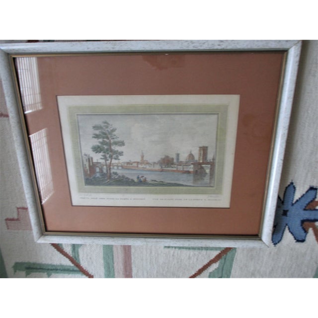 Italian Guiseppe Zocchi (1711-1767) Hand Colored Engraving "Vue Du Pont a La Carraia" For Sale - Image 3 of 7