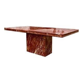 Marble Italian Style Dining Table With Pedestal Base For Sale
