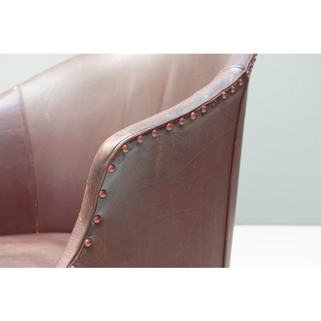 1920s Leather Tub Chair, 1920s For Sale - Image 5 of 8