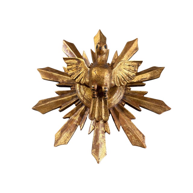 European Wooden Dove Sunburst the Holy Spirit 9.25" Diameter For Sale - Image 4 of 8