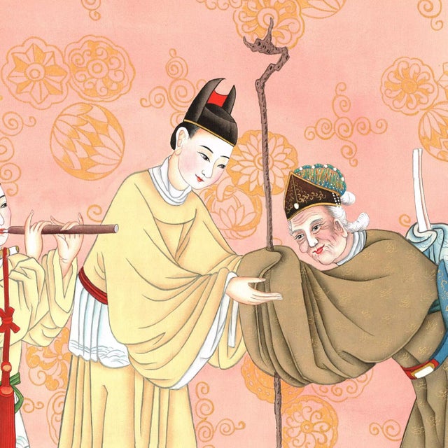 36" * H100"/Panel* 5ps, Chinese Traditional Gongbi Painting Wallpaper, Dream of the Red Chamber Wallpaper, 5 Panels For Sale - Image 6 of 8