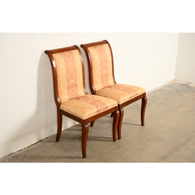 Baker Furniture Company Baker Furniture Style Regency Carved Mahogany Dining Chairs, Pair For Sale - Image 4 of 14