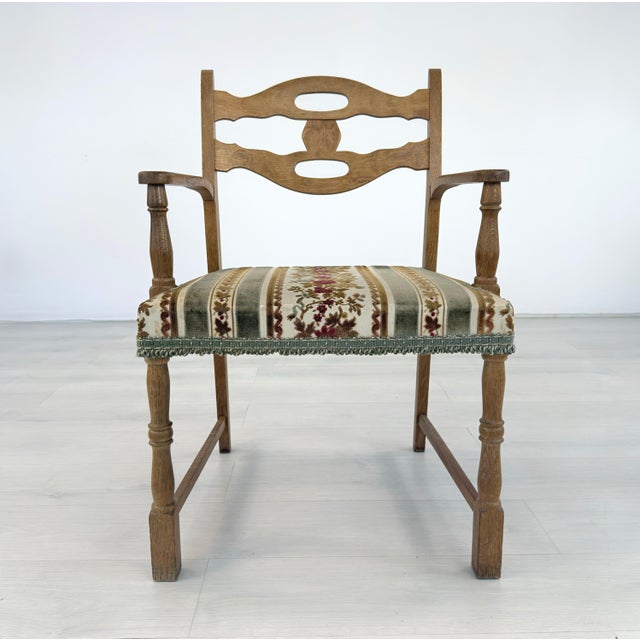 Dimensions: H 33” x W 23” x D 20.5” x SH 18”. Vintage Danish armchair by Edvard Valentinsen Mobelfabrik with original...