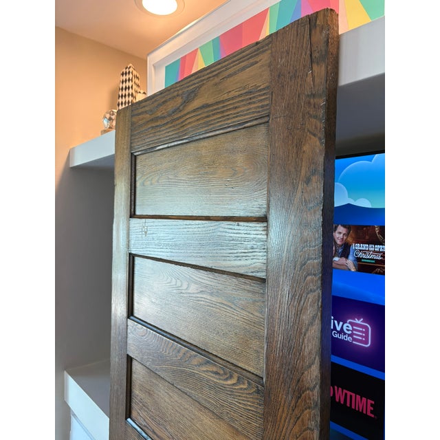 Antique Solid Oak Five Panel Interior Door Architectural Salvage For Sale In Miami - Image 6 of 13