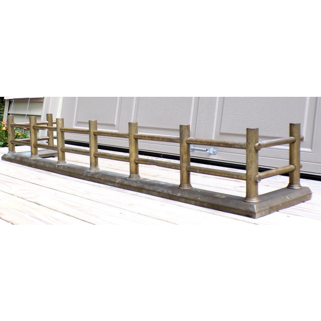 Metal Antique Large Brass Fireplace Fender Fire Surround Early 20th Century For Sale - Image 7 of 16