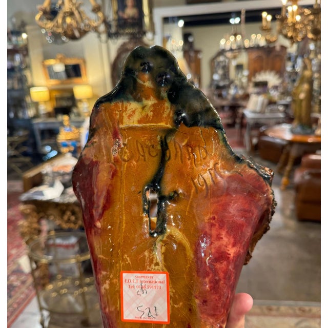 Early 20th Century French Barbotine Majolica Cornucopia Wall Pocket For Sale - Image 9 of 9