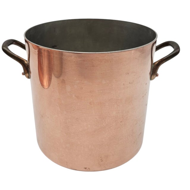 Rare French Copper Steamer by Matfer – 16cm Tin Lined Stock Pot With Lid and Insert For Sale In San Francisco - Image 6 of 12