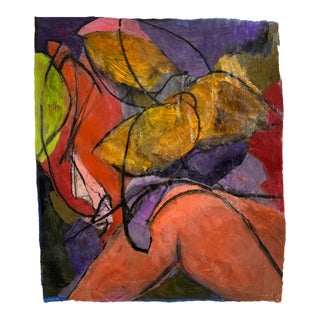 Beautiful Abstract Painting + Charcoal on Paper - Unusual Color - Legs + Lyrical Shapes For Sale