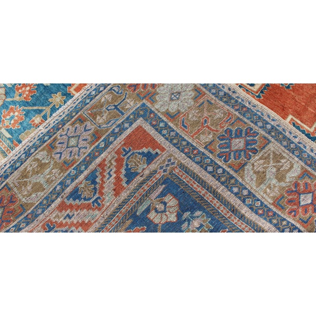 Camel Vintage Turkish Oushak Rug in Blue, Terracotta, Light Brown and Camel 7'6 X 12 For Sale - Image 8 of 8