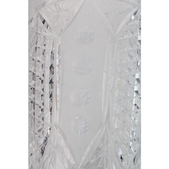 Bohemian Lead Crystal Vase with Hand-Cutting, 1950s For Sale - Image 8 of 11
