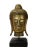 Handcrafted Gold Wood Serene Peaceful Buddha Head On Stand For Sale